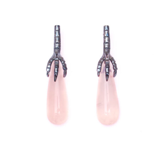 Raven claw Earrings with Rose quartz