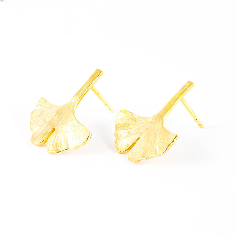 Gold Ginkgo Earrings