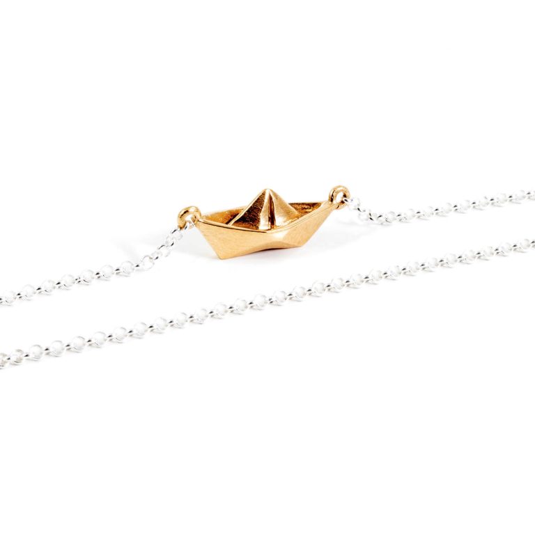 Golden Paper Boat Necklace