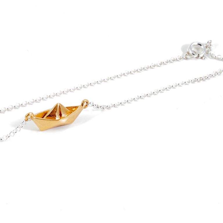 Golden Paper Boat Necklace
